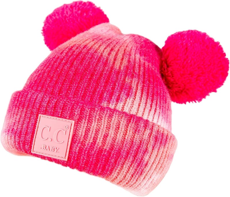 Funky Junque Double Pom Pom Baby Beanie – Newborn Girl Winter Hat 0–12 Months, Cute Cozy Knit Infant Beanies for Cold Weather - Image 4
